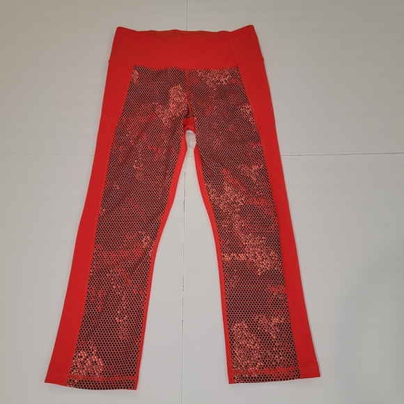 Under Armour HeatGear Hyper Orange Capri Leggings Style 1320551 Size Medium - Picture 3 of 12